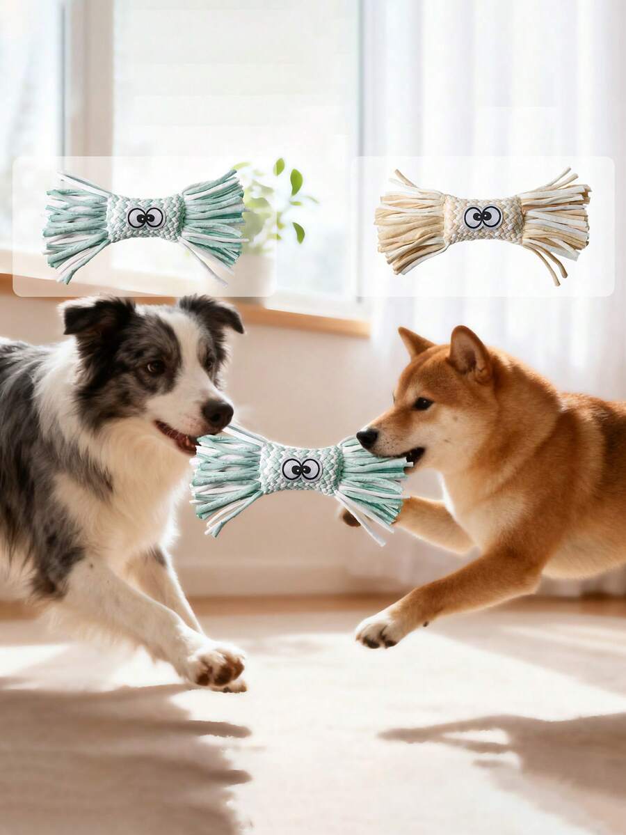 Cotton Rope Dog Chew Toy, Durable Bite-Resistant Dental Cleaning Interactive Pet Toy - Multicolor - View 1