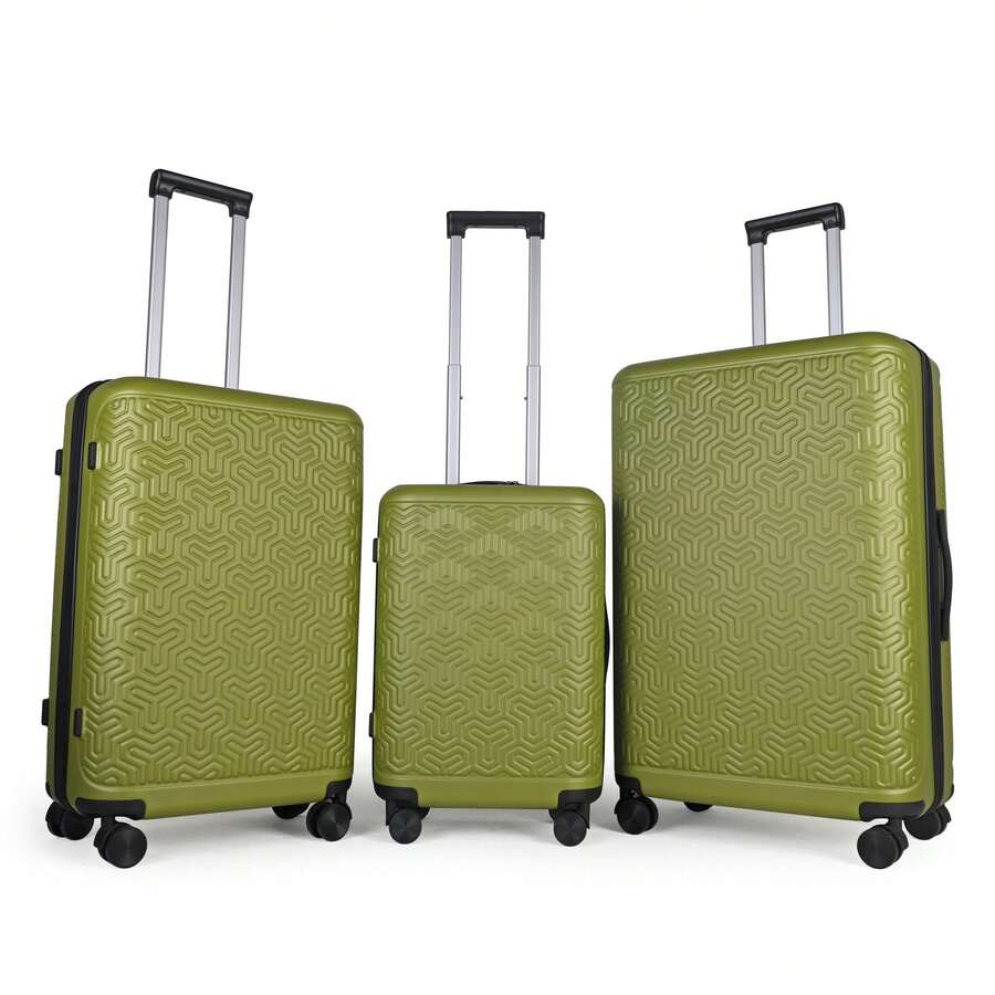 JLY 3-Piece Luggage Set Hard Shell Suitcases ABS+PC, Spinner Wheels, TSA Lock, Lightweight Travel Set - 酪梨綠 - 查看 1