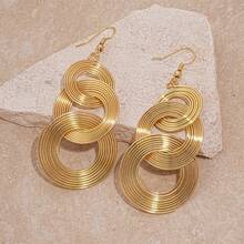 一对镂空圆形流苏耳环，奢华优雅的耳钩，时尚别致的耳环，适合婚礼、晚宴、音乐节、节日和日常佩戴。 - 彩色 - 查看 6