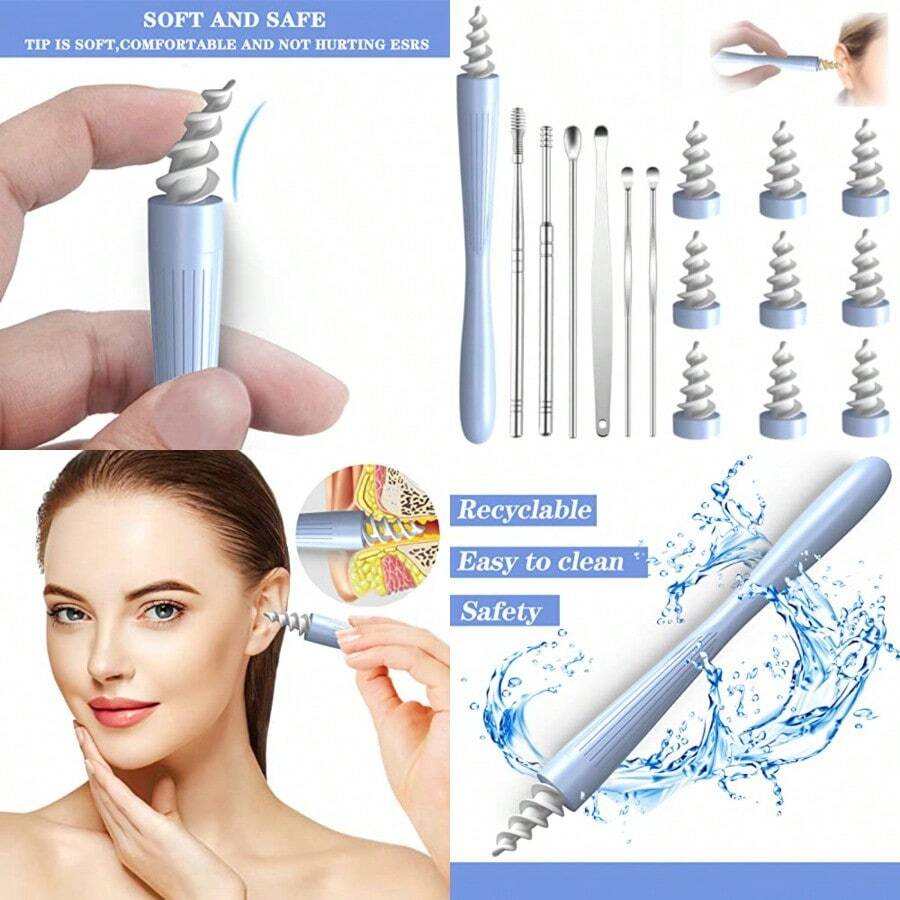 Ear Wax Removal Tool 2025 Ear Wax Removal Reusable And Washable Replacement Soft Silicone Tips For Cleaner Earwax Ear Wax Removal Kit Contains 7 Types Of Ear Cleaner Tools - As Pic - View 1