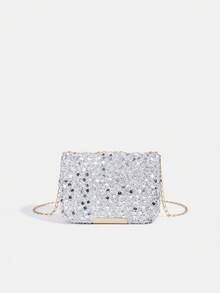 1pc Girls' New Lace Flower Fashion Sequin Crossbody Bag, Stylish Sequins Shoulder Bag, Evening Clutch, Chain Bag, Lipstick Pouch, Coin Purse, Wallet, Suitable For Daily, Party, Travel, Ideal Gift - Multicolor - View 14