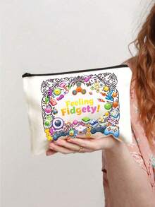 Sensory Friendly Makeup & Accessories Pouch - Designed For Individuals With Sensory Needs, Features Sensory-Friendly Icons, Holds Small Tools, Supplies, Travel Essentials, Available In Multiple Colors, Durable Polyester Material,Charger Storage Bag,Travel Essential Makeup Bag: Girls' Travel Survival Bag, Men's And Women's Zipper Bag, Cosmetics ﻿ - Multicolor - View 2