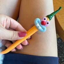 1pc Cute Cartoon Spicy Pepper Ballpoint Pen, Funny Cartoon Design Retractable Pen For Writing & Drawing