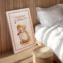 1pc Wooden Framed Wall Art, Wrapped Canvas Vintage Prints Poster, Valentine, 12 Valentine's Day With Envelope-Retro, Vintage Illustration, Old-fashioned, Romantic Style, Home Living Room Bedroom Ofice Wall Decor, Birthday Party Decor, Hanging Hardware Included - Wrapped Framed Canvas, Vertical - Lienzo enmarcado - Ver 9