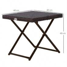 Garden Table, Side Table, Plant Stand, Foldable, 40x40x40 Cm, Polyrattan And Metal, Brown, For Garden Furniture & Patio