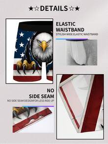 男士平角内裤 1 件装 - 美国国旗和白头鹰爱国印花内裤，适合 7 月 4 日国庆节穿着及日常爱国风格 - 黑色 - 查看 7