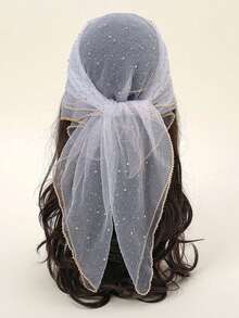 1 Stück modischer quadratischer transparenter Blumen-bestickter Spitzen-Haarreif, atmungsaktives Haartuch für Frauen, elegantes Haaraccessoire für den Sommer - Verschiedenfarbig - Übersicht 4