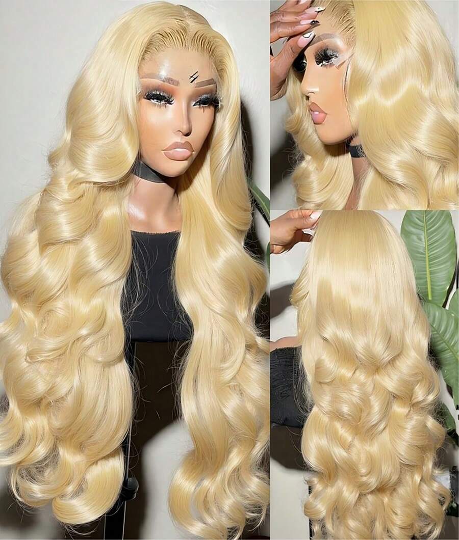 36 Inch 613 Lace Front Wig Human Hair Blonde Wig Human Hair 250 Density 13x4 Blonde Body Wave Lace Front Wigs Bleached Knots With Baby Hair Natural Hairline 100% Human Hair Body Wave 613 Lace Front Wig Human Hair 13x4 HD Transparent Lace Frontal Glueless Wigs For Women 613 Colored Blonde Lace Front Wigs Human Hair 8-36Inch - S613 - 查看 1