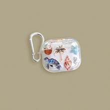 Turtle, Coconut, Shell Earphone Case, Beach Elements Earphone Case, Transparent Earphone Case With 1 Earphone Case Hanger Clip, Compatible With AirPod Case, Headphones, Compatible With AirPod Pro 3 Case, Compatible With AirPod Pro (2nd Generation), Compatible With AirPod 3, Compatible With AirPod Pro, Compatible With AirPod 1/2, Compatible With AirPod 4 Case Cover
