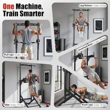 FEIERDUN Power Tower Pull Up Bar Station, 450LBS Stable Pull Up Dip Station For Home Gym Strength Training Equipment - Black - View 2