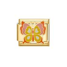 Fashionable & Elegant Italian Charm Bracelet, Gold Stainless Steel DIY Jewelry 1 Piece Accessory, Colorful Patterned Metal Base, Heart-Sunset Butterfly Flower Design, Versatile Ideal Gift, Meticulously Handcrafted - New - View 11