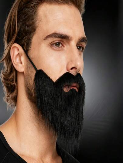 1 pieza Barba postiza colgante para la oreja, bigote artificial novedoso, adecuado para disfraces de vacaciones, disfraces de fiesta con tema de barba, actuación cómica, accesorio de disfraz de barba postiza para adultos