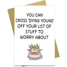 1 Set Funny Birthday Greeting Card With Envelope - "Crossed Out Dying Young" Design - Unique & Memorable Creative Gift, Hilarious Birthday Card Suitable For Anyone - Sets - View 6