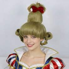 Tóc giả dài màu vàng bạch kim, kiểu tóc búi đôi, chịu nhiệt, làm từ chất liệu tổng hợp, thích hợp cho cosplay anime, có mái, dùng hàng ngày, trong các dịp lễ hội, tiệc tùng, trang phục nhân vật phim hoạt hình vui nhộn. Có kẹp tóc màu đen và nơ đỏ đi kèm. Thích hợp làm quà tặng Giáng sinh, sinh nhật cho nữ. Phụ kiện biểu diễn sân khấu lễ hội, đạo cụ chụp ảnh triển lãm Comic Con. Mật độ tóc cao, dễ sử dụng cho người mới bắt đầu. - Nhiều màu - Xem 13