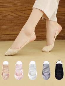 5 Pairs Of Summer Women's Ultra-Thin Fashionable Cool Slim Strap Non Strangling Dry Breathable Invisible Boat Socks