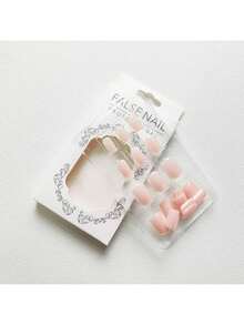 24pcs Square Press On Nails Short Color Acrylic With Solid Design Full Cover False Glossy Glue On Cute Stick On Women Manicure - Hồng - Xem 7