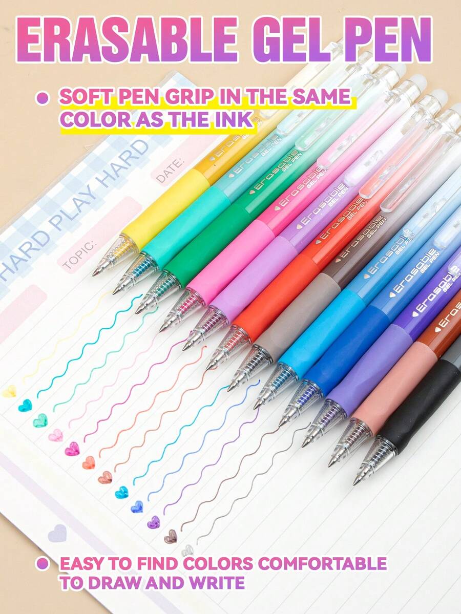 1 pièce 12/24/36 stylos de couleur effaçables, 36 surligneurs de couleur pour étudiants, recharge de 0,7 mm, stylos à bille pour journalisation artistique et dessin, rétractables, fournitures scolaires, convient aux garçons, aux filles, aux étudiants, cadeau pour la rentrée scolaire et la fête des enseignants