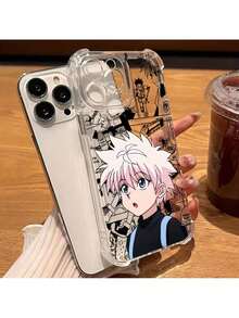 a la UE (DE y ES) Funda de teléfono con motivo de anime Hisoka, compatible con iPhone 16, 15, 14, 13, 12, 11 Pro Max, X, XR, XS Max, 8 y 34 Plus, con parte trasera suave y transparente para protección contra caídas. - Plateado - Ver 2