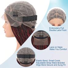 36" Boho Style Lace Front Box Braids Wig, Curly, Synthetic Lace Front Box Braids Wig With Baby Hair, Bohemian Curly, Lace Front Box Braids Wig For Everyday Wear - Multicolor - View 6