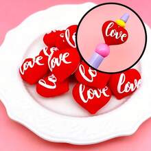 6pcs Valentine's Day 3D Heart Silicone Bead Set - Ideal For DIY Jewelry Making, Pens, Necklaces And Keychains - Colorful Craft Gift Spacer Bead Kit, Silicone Character Beads - Red - View 4