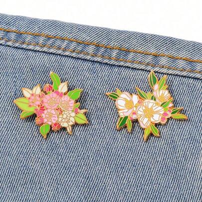 1 Pc Cartoon Brooch CreativeFlowers Enamel Pin Metal Badge Jewelry Clothing Backpack Accessories Gift For Friends