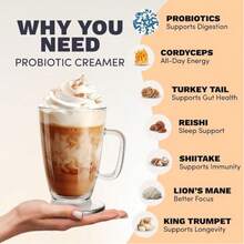 Mushroom Coffee - USDA Organic Adaptogenic Mushroom Blend With 2000mg Mushrooms, Sugar-Free Instant Coffee For Energy, Focus & Gut Health - 棕色 - 查看 7