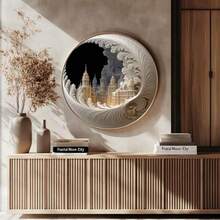 1000 Piece Round Puzzle - Lunar City Fractal - Expert-Level Circular Design for Adults - Baroque Architecture with Surreal Spiral Art Puzzle for Challenging Brain Teasing - como en la foto - Ver 4