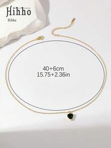 Hihho 1 chiếc dây chuyền mặt hình trái tim đính đá Zirconia nhiều màu sắc, kiểu dáng cổ điển, đa năng, thích hợp làm quà tặng cho bạn gái. - Vàng - Xem 5