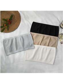 1pc Women Seamless Strapless Tube Top Camisole Slip Undershirt, Breathable Backless Bandeau Bra Liner - Multicolor - View 2