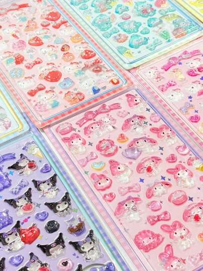 (Some Styles May Have Color Differences, Shipped Randomly) Cartoon Rainbow Embossed Stickers, Cute Pet Stickers, Decorative Stickers, Decorative Crystal Colorful 3D Embossed Stickers, Fun 3D Stickers, Bubble Stickers, Cute Animal Stickers