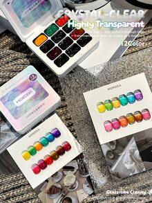 MORDDA 12-Color Nail Art Pigment Palette, Professional DIY Manicure Kit With Metallic Glitter & Holographic Effects, Vibrant Rainbow Colors For Home & Salon Use, Perfect Gift For Nail Enthusiasts & Beginners, Long Lasting Shimmer - Nhiều màu - Xem 2