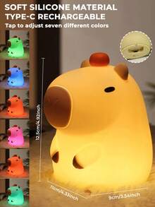 可爱水豚夜灯，趣味水牛墨西哥钝口螈动物玩具夜灯，柔和可爱的LED灯，触摸控制三档亮度可调，带颤动感应器，新奇动物造型夜灯，适用于书桌、宿舍、卧室、返校装饰、生日圣诞礼物、家居装饰、睡眠伴侣、情人节礼物、送给女友/妻子/闺蜜的礼物，便携式无线氛围灯