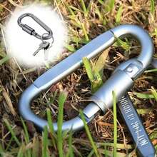 Mosquetones de aluminio premium con cierre de anilla en D (paquete de 6) - Ligeros y duraderos para senderismo, camping, llaveros, correas para perros y mucho más - NO aptos para escalada. - Plateado - Ver 6