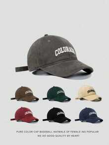 Unisex Baseball Cap With Retro Embroidered Letter And Wide Brim, Versatile Casual Daily Wear - Multicolor - View 2