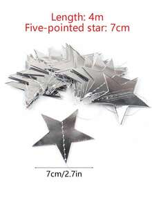 33 szt. girlandy gwiazdek z lustrzanym wykończeniem, błyszczące srebrne tło w kształcie gwiazdek, odpowiednie do dekoracji wnętrz, scen w pomieszczeniach, tła imprezowego, na imprezy, wesela, wydarzenia rodzinne, ukończenia szkół (36 szt. - 4 m)
