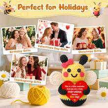 1pc Handmade Crochet Desktop Decor Ornament, Cute Bee Plush Doll, Great Birthday Gift For Best Friend, Girlfriend, Sister, Mom, Grandma, Coworker, Family, Keychain, Positive Emotion Support, Creative Party, Christmas, Valentine's Day, Thanksgiving, Home Bedroom Decoration, Small Gift - Multicolor - View 6