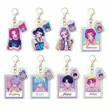 K-POP "Witch Hunter" Anime Acrylic Keychain Set Includes 1 Mini Tag, Cute Cartoon Character Plush Backpack Charm, K-Pop Style Fan Merchandise, And 1 Collectible Heart-Shaped Hand Gesture Accessory. It Is The Perfect Surprise Gift For Birthdays, Valentine's Day, Easter, Christmas, And Graduation Seasons. - Multicolor - View 2