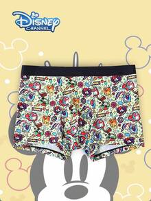 Disney 1件装迪士尼卡通印花男士内裤 - 柔软舒适，字母弹力腰带，休闲男士内裤 - 彩色 - 查看 1