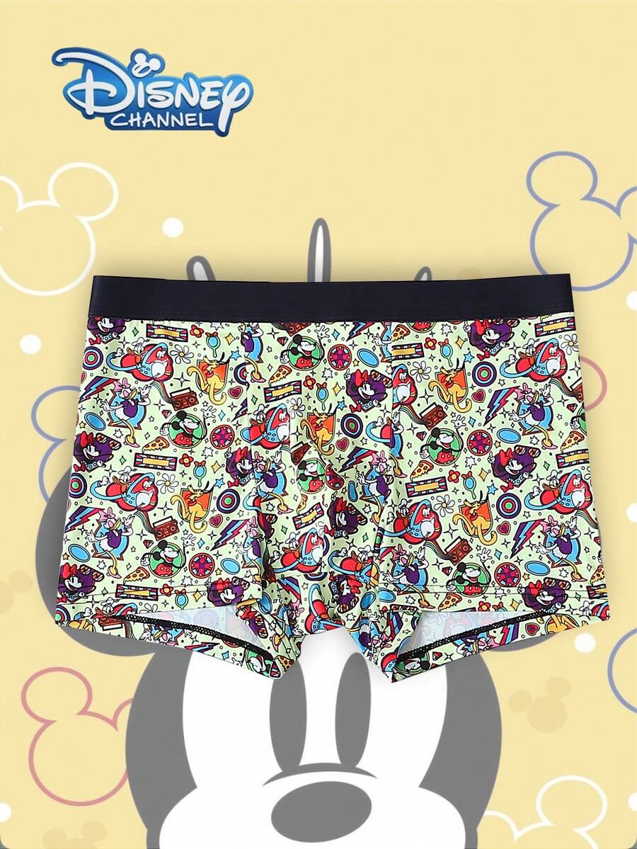 Disney 1件装迪士尼卡通印花男士内裤 - 柔软舒适，字母弹力腰带，休闲男士内裤 - 彩色 - 查看 1