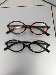 2副装女士椭圆形高品质小框个性街头风透明眼镜夏季学习配件眼镜配件 - B - 查看 8