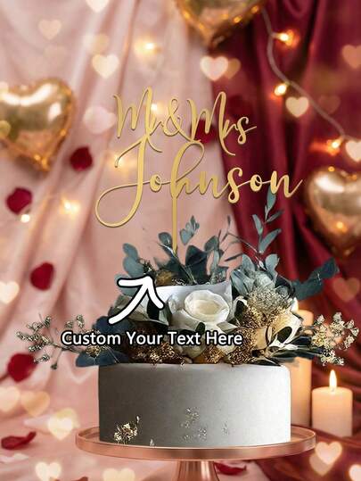 Anpassad tårtdekoration för bröllop, personlig alla hjärtans dag-tårtdekoration, rustik bröllopstårtdekoration, anpassad herr fru-tårtdekoration, bröllopstårtdekoration, guldbröllop