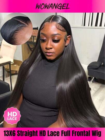 WOWANGEL 13x6 Full Lace Frontal Wig 250% Density Straight Lace Front Wigs Human Hair HD Transparent Lace Glueless Wig Pre Plucked Brazilian Virgin Human Hair Wigs For Women 16-28 Inch 3x6 Frontal Wigs Human Hair Suit For Your Birthday Party, Graduation Ceremony, Wedding, Vacation, Make You The Most Charming; Can Also Be Used As Gifts For Family And Friends Report An Issue With This Product Or Seller