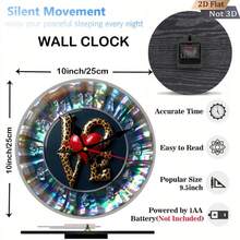 Vintage 2D Flat Art Design Love Heart Leopard Print Clock |   Home Decor, Room And Wall Decor, Silent Operation, High-Definition Technology Printing, Round Wooden Wall Clock With Black And White Pointers - And New Year - Multicolor - View 5