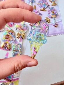 Pegatinas 3D estilo japonés con relieve - Chica dulce, decoración de pegatinas hechas a mano para estuche de teléfono, computadora - Multicolor - Ver 7