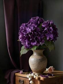 6支7.9英寸（约20厘米）大号人造绣球花，直径25英寸（约63厘米），高品质仿真花束，适用于DIY婚礼花篮、新娘捧花、生日派对、户外家居装饰、节日庆典，也适用于家居、餐厅、卧室、斋月活动、户外花园、春季装饰、办公室装饰。 - 紫色 - 查看 5