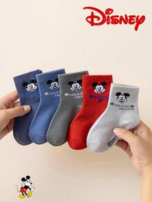 1/5/10 Pairs Disney Mickey Mouse Kids Mid-Calf Socks, Fashionable Winter Comfortable Breathable Student Socks For Daily Wear - Multicolor - View 7