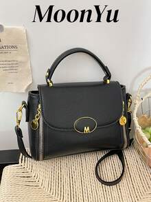 1个女士方形手提包，时尚简约优雅商务黑色单肩包