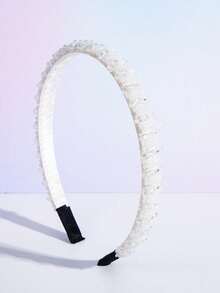 1pc Fine Edge Grid Crystal Headband Hair Accessories, Korean Style,Hairband,Hair Hoop Headbands Head Accessories - White - View 4