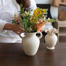 Elegant Ceramic Tabletop Vase Featuring A Twisted Rope Handle, Standing Tall At 10.87 Inches - Multicolor - View 5