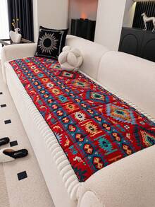 1pc Bohemian Style Sofa Cushion Cover Thicken Anti-Slip Sofa Slipcovers For Living Room Bedroom Outdoor Sofa Cover Pet Stain Prevention 4-Season Sofa Seat Cushion Cover For L-Shaped Single Seat Recliner And 1/2/3/4 Seater Sofas New Decorations For Spring And Summer Homes - Red - View 4
